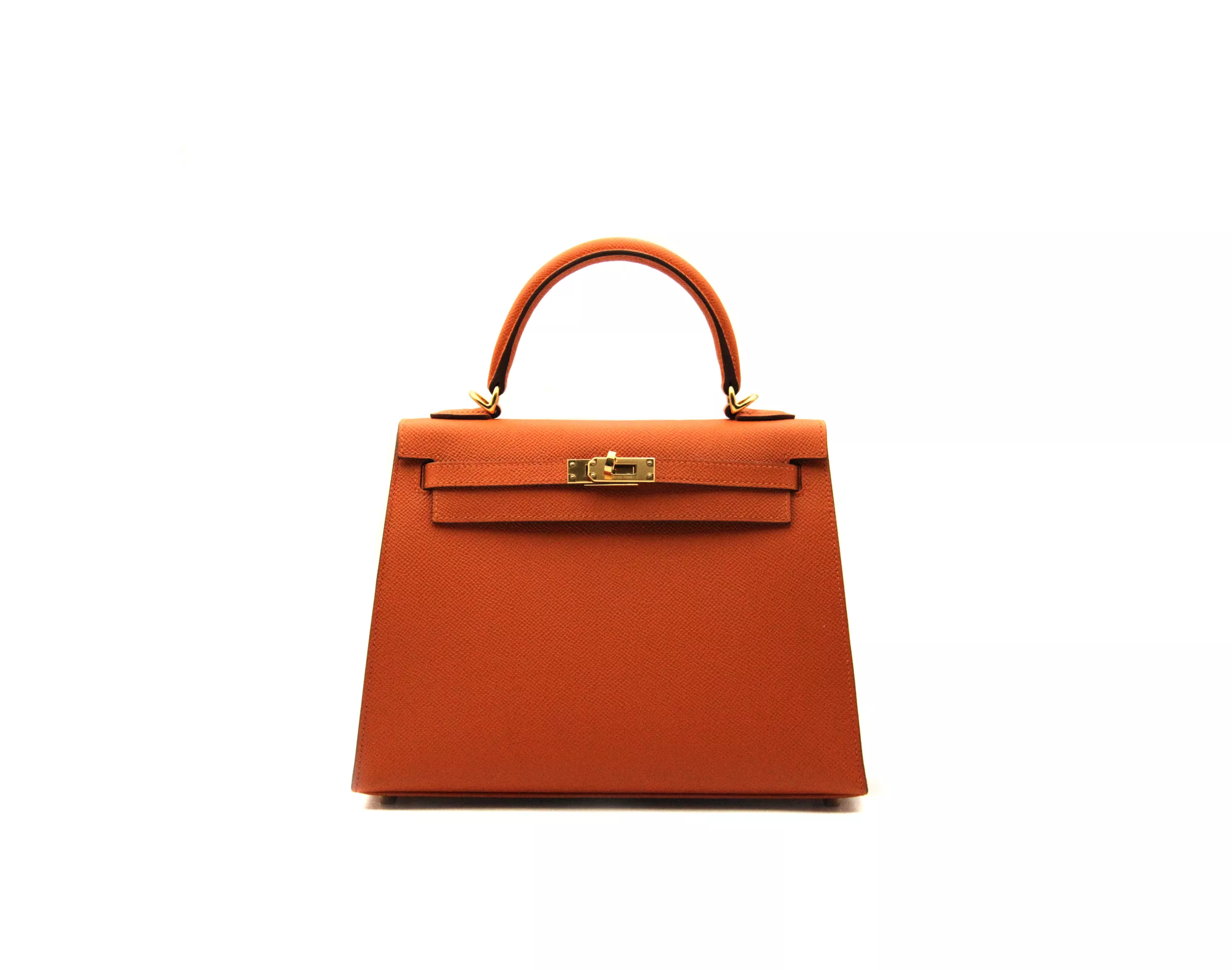 Herm&egrave;s Kelly 25 Orange Sellier in Epsom leather with gold hardware &ndash; iconic structured luxury handbag