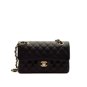 Chanel Medium Classic black Caviar Double Flap Bag in lambskin with gold hardware – iconic luxury handbag