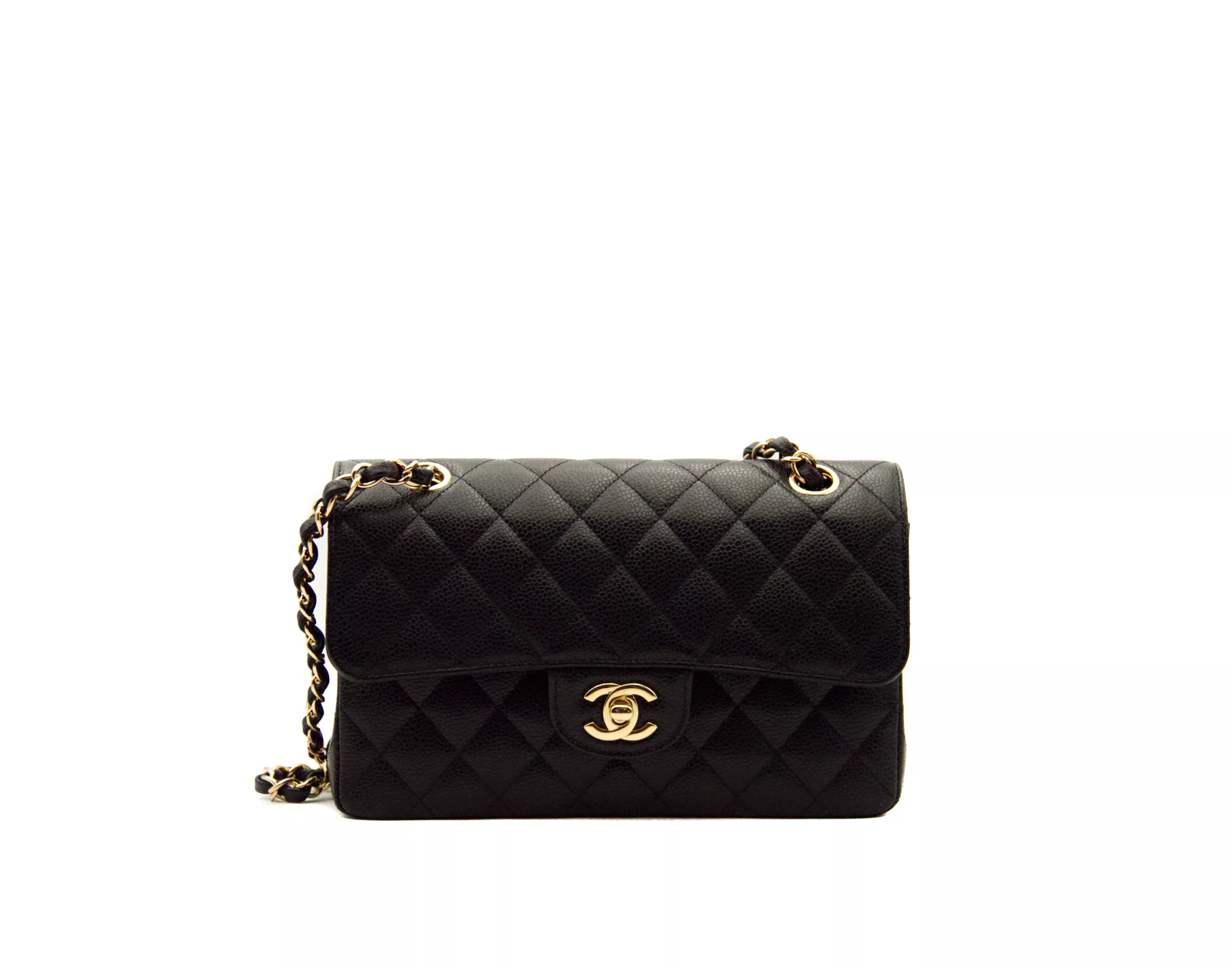 Chanel Medium Classic black Caviar Double Flap Bag in lambskin with gold hardware &ndash; iconic luxury handbag