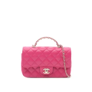 Chanel Mini Quilted Lambskin Rectangle Flap Pink