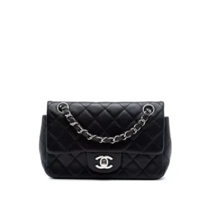 Mini Rechteckige Classic Schwarze Lammleder Single Flap
