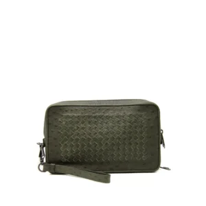 Zip Pochette Olive Ostrich Leather