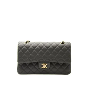Medium Classic Grey Caviar Double Flap Bag