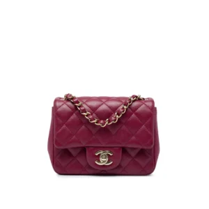 Chanel Mini Square Classic Single Flap  Rojo Oscuro