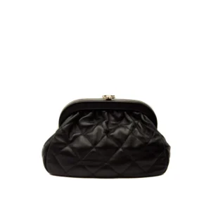 Clutch on Chain CC Kiss-lock Black