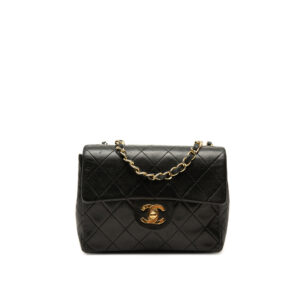 Mini Square Classic Single Flap Negro Piel de Cordero Vintage