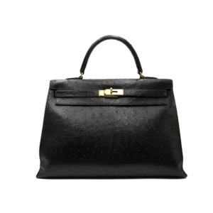 Kelly Sellier 35 Black Ostrich Vintage